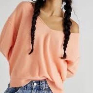 Free People Harmony Cashmere SweaterOff-Shoulder Coral Sweater NWOT